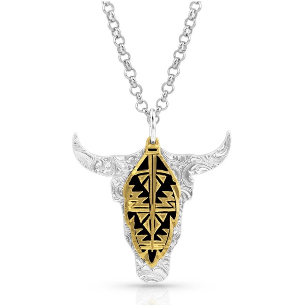 NWOT Montana Silversmiths Sedona Ranch Steer Feather Necklace